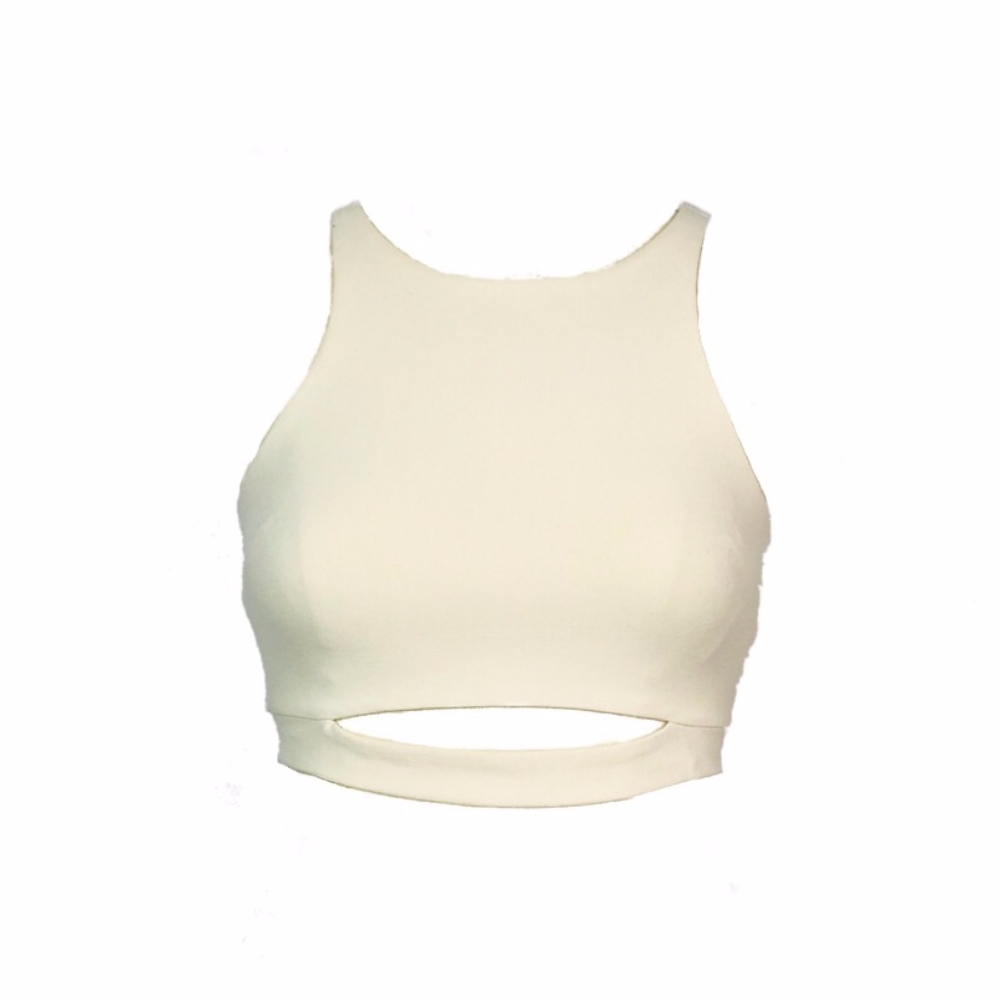 bebe Beige Cutout Crop Top